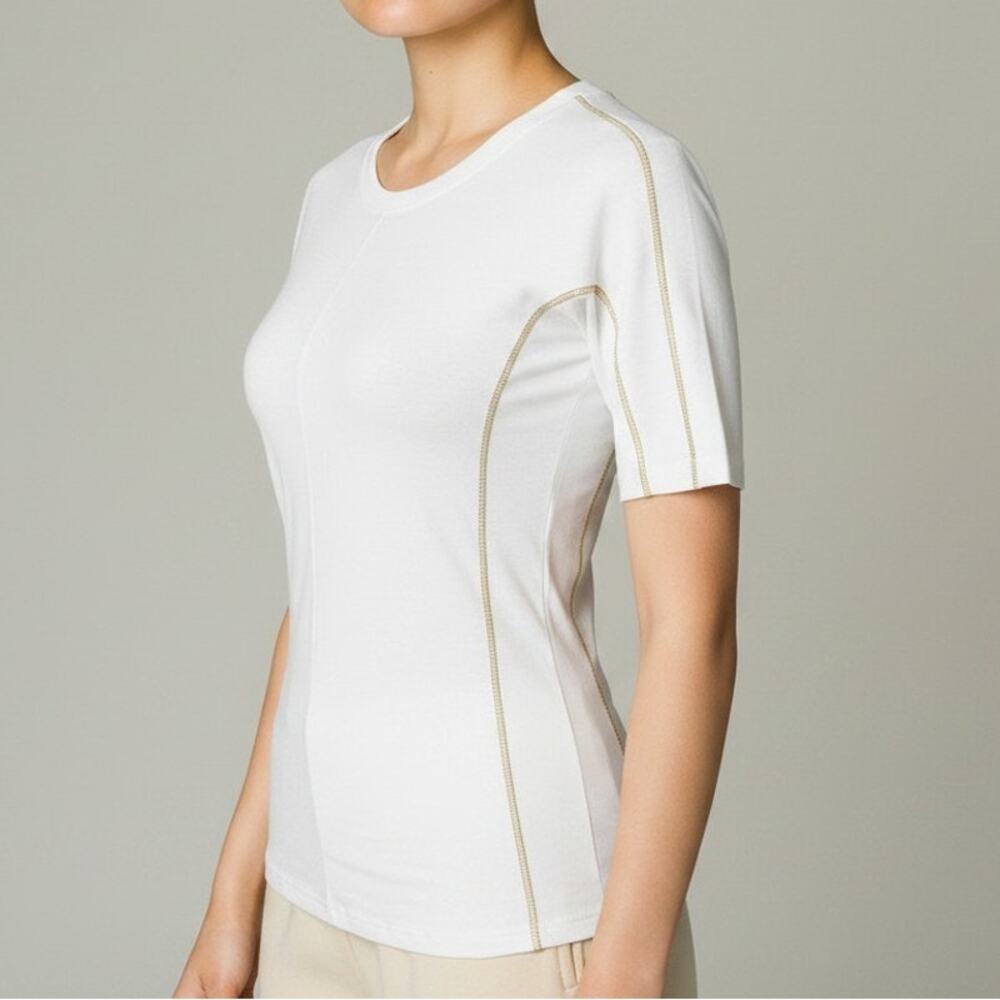 Universal Standard Echo Pima Cotton White Short Sleeve Top Women's Size XS/0 NWT